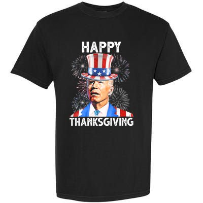 Happy Thanksgiving Joe Biden Firework Patriotic 4th Of July Garment-Dyed Heavyweight T-Shirt