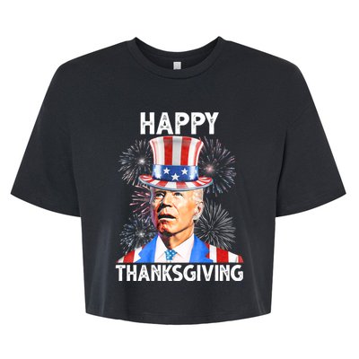 Happy Thanksgiving Joe Biden Firework Patriotic 4th Of July Bella+Canvas Jersey Crop Tee