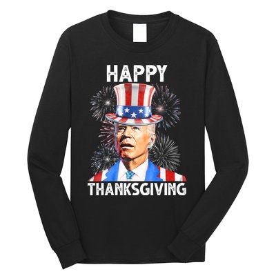 Happy Thanksgiving Joe Biden Firework Patriotic 4th Of July Long Sleeve Shirt