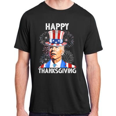 Happy Thanksgiving Joe Biden Firework Patriotic 4th Of July Adult ChromaSoft Performance T-Shirt