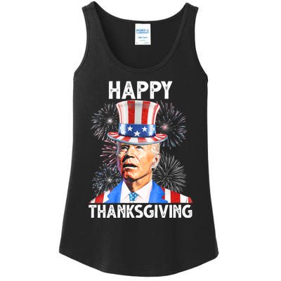 Happy Thanksgiving Joe Biden Firework Patriotic 4th Of July Ladies Essential Tank