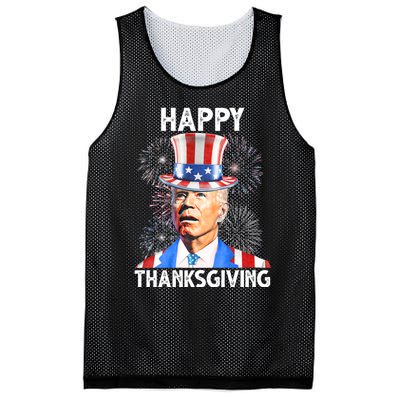 Happy Thanksgiving Joe Biden Firework Patriotic 4th Of July Mesh Reversible Basketball Jersey Tank