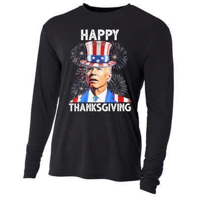 Happy Thanksgiving Joe Biden Firework Patriotic 4th Of July Cooling Performance Long Sleeve Crew