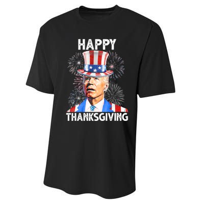 Happy Thanksgiving Joe Biden Firework Patriotic 4th Of July Performance Sprint T-Shirt