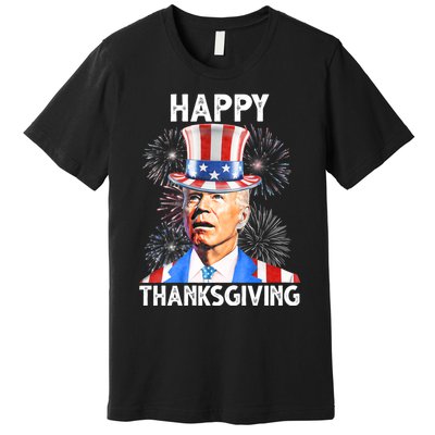 Happy Thanksgiving Joe Biden Firework Patriotic 4th Of July Premium T-Shirt