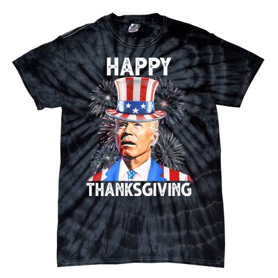 Happy Thanksgiving Joe Biden Firework Patriotic 4th Of July Tie-Dye T-Shirt