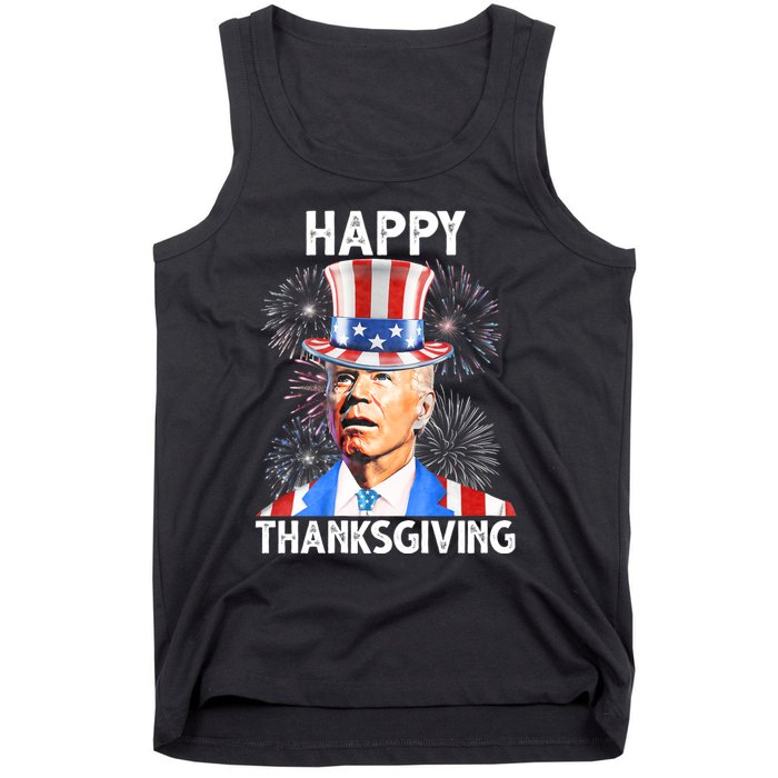 Happy Thanksgiving Joe Biden Firework Patriotic 4th Of July Tank Top