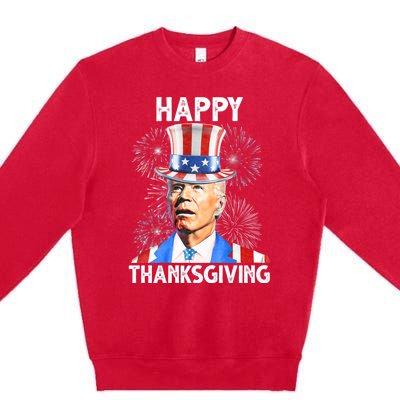 Happy Thanksgiving Joe Biden Firework Patriotic 4th Of July Premium Crewneck Sweatshirt