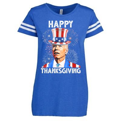 Happy Thanksgiving Joe Biden Firework Patriotic 4th Of July Enza Ladies Jersey Football T-Shirt