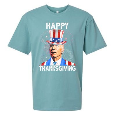 Happy Thanksgiving Joe Biden Firework Patriotic 4th Of July Sueded Cloud Jersey T-Shirt