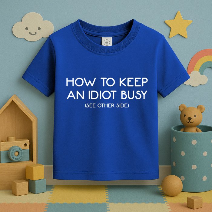 How To Keep An Idiot Busy Funny Joke Prank Gift Toddler T-Shirt