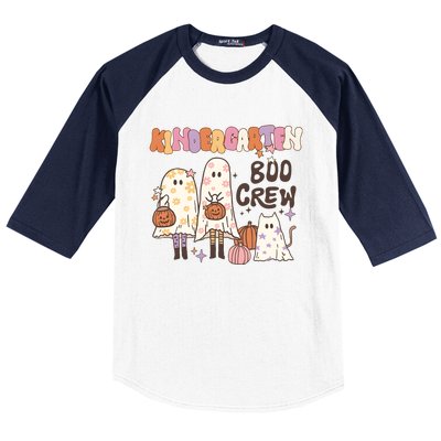 Halloween Teacher Kindergarten Boo Crew Baseball Sleeve Shirt