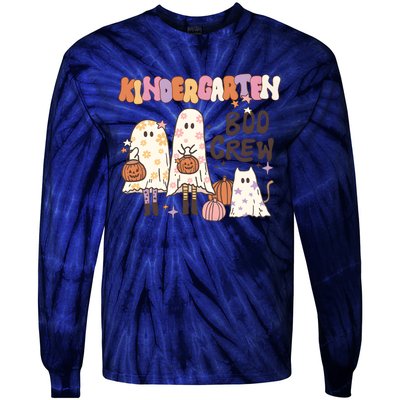 Halloween Teacher Kindergarten Boo Crew Tie-Dye Long Sleeve Shirt