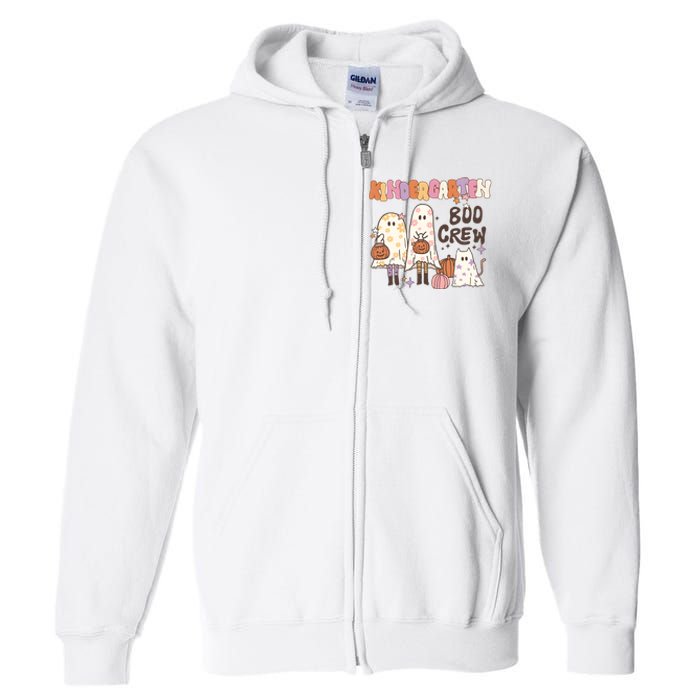 Halloween Teacher Kindergarten Boo Crew Full Zip Hoodie