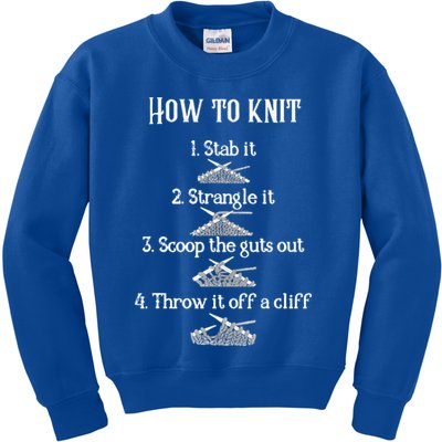 How To Knit 1 Stab It 2 Strangle It 3 Scoop The Guts Out  Kids Sweatshirt