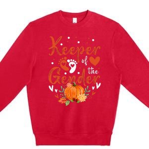 Halloween Thanksgiving Keeper Of The Gender Reveal Baby Cute Premium Crewneck Sweatshirt