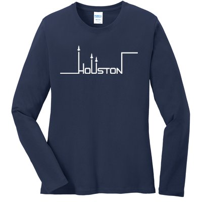 Houston Texas Lift Off Logo Ladies Long Sleeve Shirt