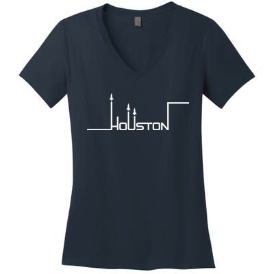 Houston Texas Lift Off Logo Women's V-Neck T-Shirt