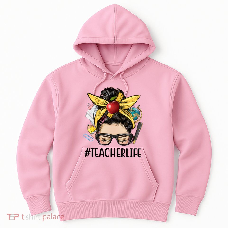 Hashtag Teacher Life Hair Bun Gift For Teacher Hoodie