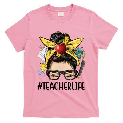 Hashtag Teacher Life Hair Bun Gift For Teacher T-Shirt