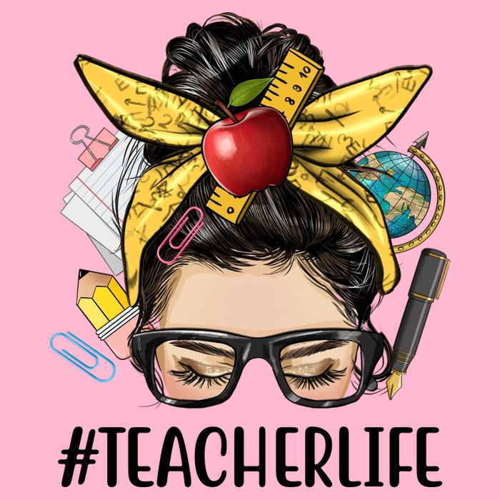 Hashtag Teacher Life Hair Bun Gift For Teacher Kids Hoodie