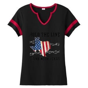 Hold The Line Stand With Texas Ladies Halftime Notch Neck Tee