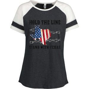 Hold The Line Stand With Texas Enza Ladies Jersey Colorblock Tee