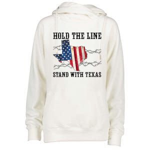 Hold The Line Stand With Texas Womens Funnel Neck Pullover Hood