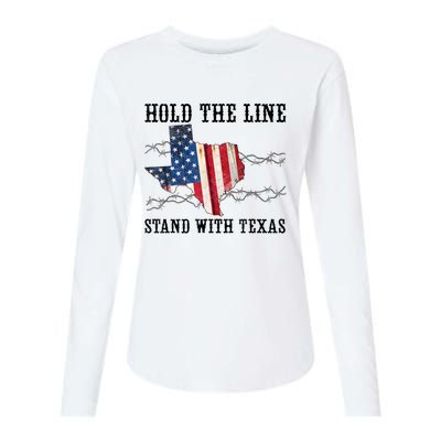 Hold The Line Stand With Texas Womens Cotton Relaxed Long Sleeve T-Shirt