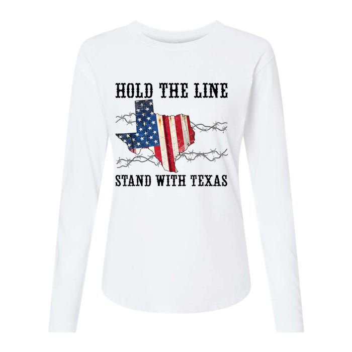 Hold The Line Stand With Texas Womens Cotton Relaxed Long Sleeve T-Shirt