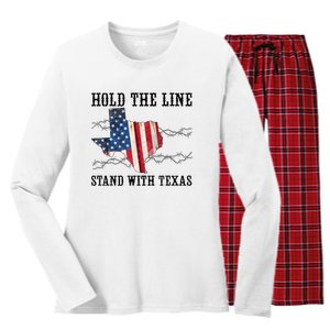 Hold The Line Stand With Texas Women's Long Sleeve Flannel Pajama Set 