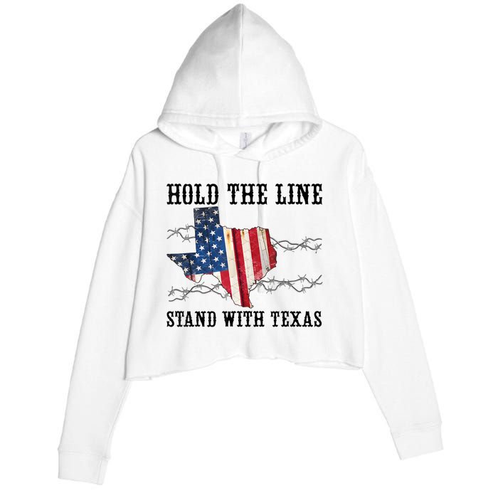 Hold The Line Stand With Texas Crop Fleece Hoodie