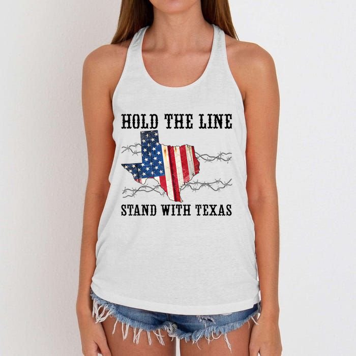 Hold The Line Stand With Texas Women's Knotted Racerback Tank