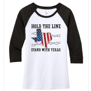 Hold The Line Stand With Texas Women's Tri-Blend 3/4-Sleeve Raglan Shirt