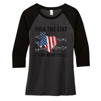 Hold The Line Stand With Texas Women's Tri-Blend 3/4-Sleeve Raglan Shirt