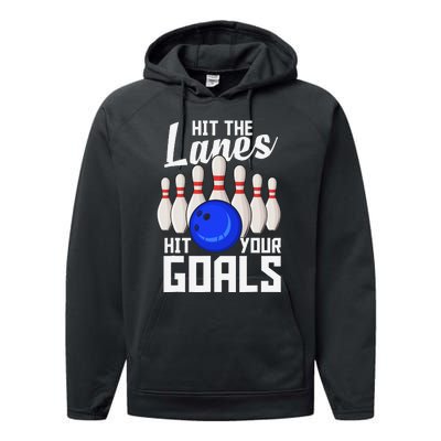 Hit The Lanes Hit Your Goals Bowling Performance Fleece Hoodie