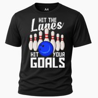 Hit The Lanes Hit Your Goals Bowling Cooling Performance Crew T-Shirt