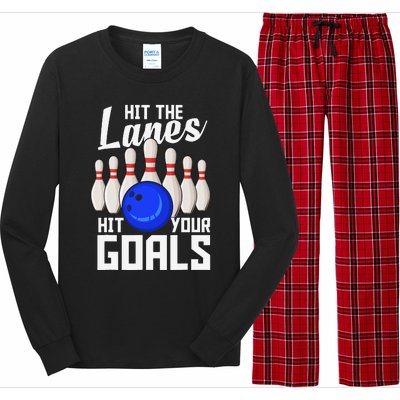 Hit The Lanes Hit Your Goals Bowling Long Sleeve Pajama Set