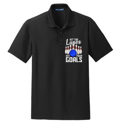 Hit The Lanes Hit Your Goals Bowling Dry Zone Grid Polo