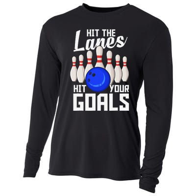 Hit The Lanes Hit Your Goals Bowling Cooling Performance Long Sleeve Crew