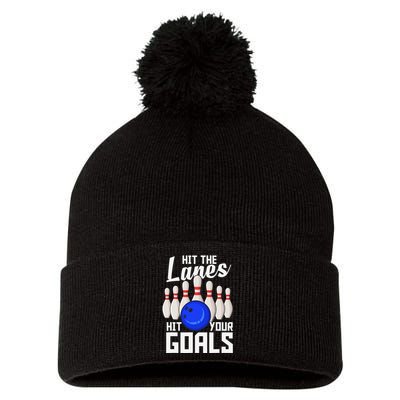 Hit The Lanes Hit Your Goals Bowling Pom Pom 12in Knit Beanie