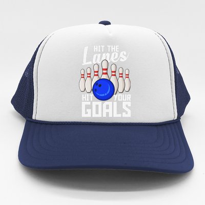 Hit The Lanes Hit Your Goals Bowling Trucker Hat