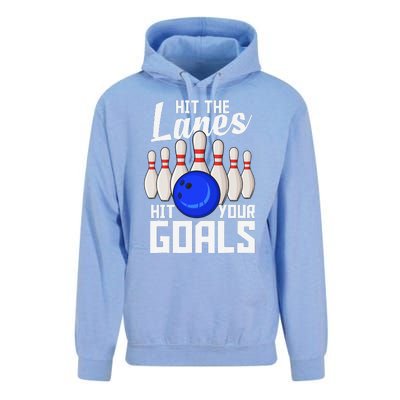 Hit The Lanes Hit Your Goals Bowling Unisex Surf Hoodie