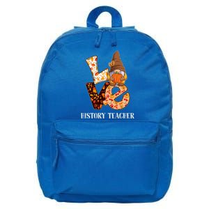 History Teacher Love Autumn Fall Gnome For Teachers Gift 16 in Basic Backpack