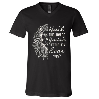 Hail The Lion Of Judah V-Neck T-Shirt