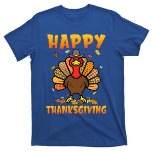 Happy Thanksgiving Leopard Cute Turkey Pilgrim Fall Autumn T-Shirt