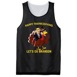 Happy Thanksgiving Lets Go Brandon Funny Trump Riding Turkey Mesh Reversible Basketball Jersey Tank