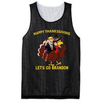 Happy Thanksgiving Lets Go Brandon Funny Trump Riding Turkey Mesh Reversible Basketball Jersey Tank