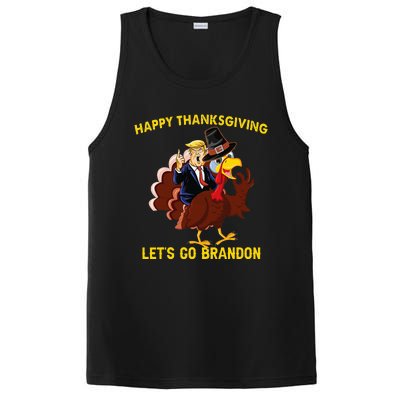 Happy Thanksgiving Lets Go Brandon Funny Trump Riding Turkey PosiCharge Competitor Tank