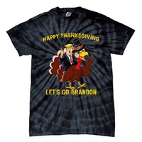 Happy Thanksgiving Lets Go Brandon Funny Trump Riding Turkey Tie-Dye T-Shirt